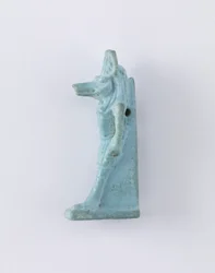 Stojąca postać Anubisa, prawdopodobnie Okres Ptolemeuszów, 305-30 pne (fajans)